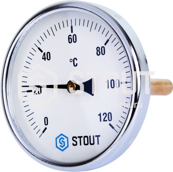 Термометр для бойлера биметалический с погружной гильзой  D100мм 1/2" 0-120С